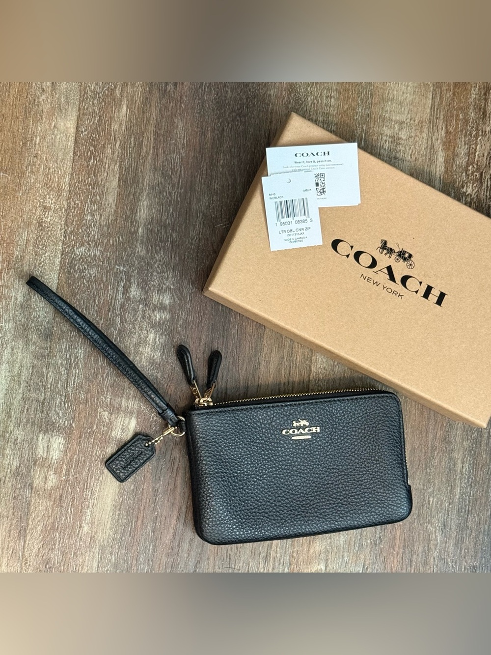 Coach Pebbled Leather Double Zip Wristlet